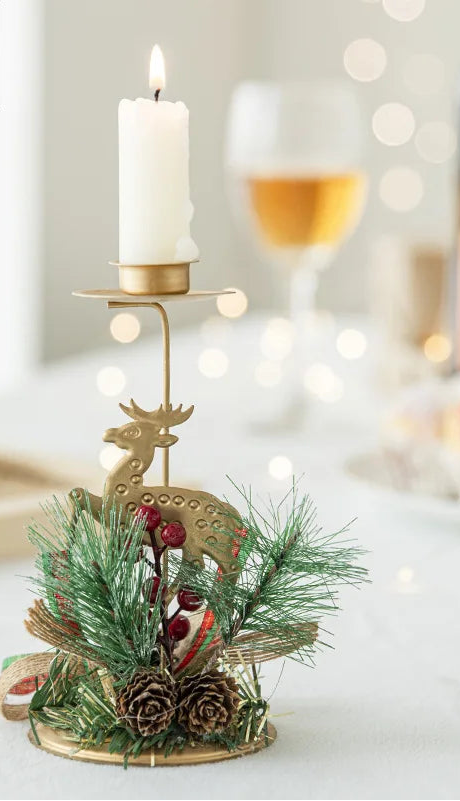 Bougeoir doré Noël